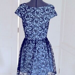 Three hearts dress size 5 light blue black lace dress